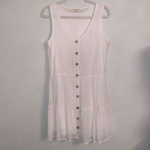 Indigo Rose White Cotton Blend Sleeveless Mini Dress Size M